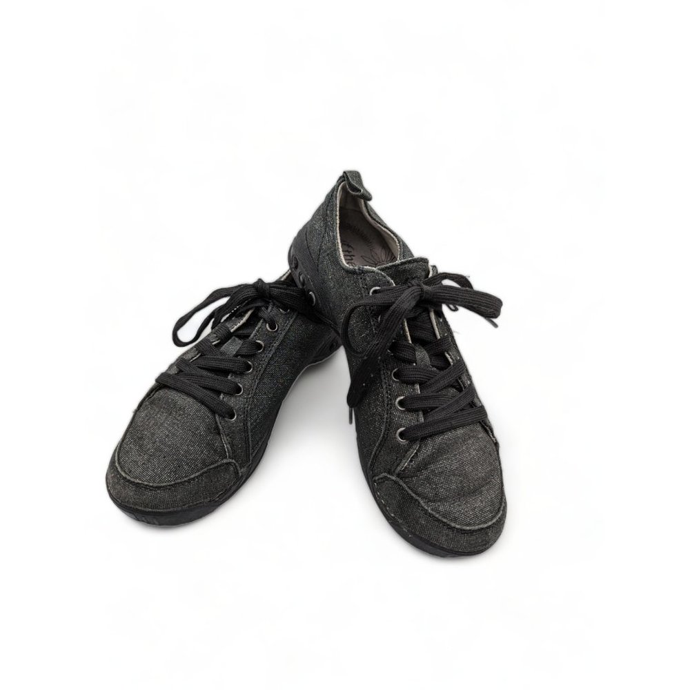 Therafit Sienna Black Shimmer Comfort Arch Support Zip Lace Up Shoe Size US 7 - Picture 2 of 14